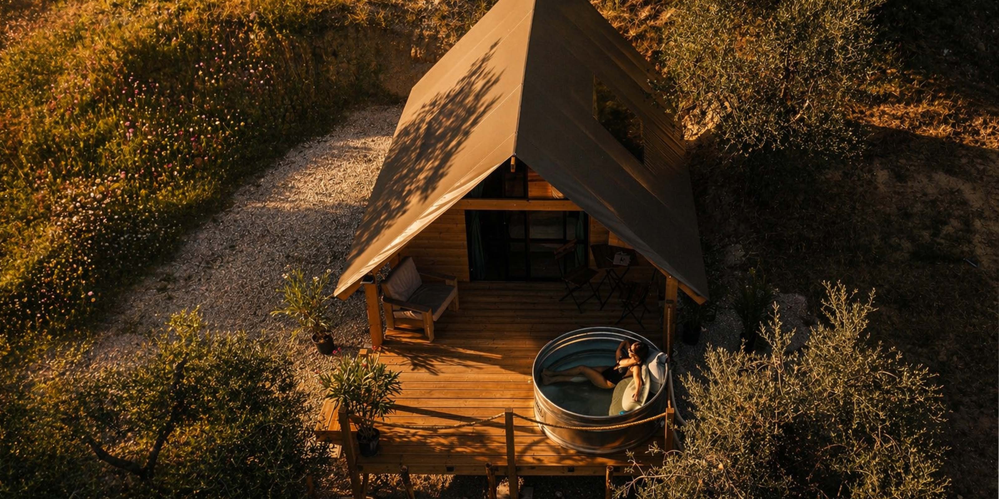 Boutique glamping in Abruzzo surrounded by vineyards and olive trees