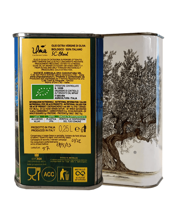 Organic Extra Virgin Olive Oil Blend UMA 5C  - Tin Packing
